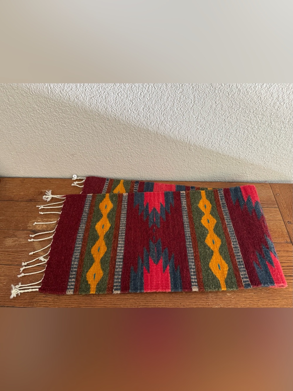 Southwestern Aztec Patterned Zapotec Wool Table Runner/Rug Western Kilm